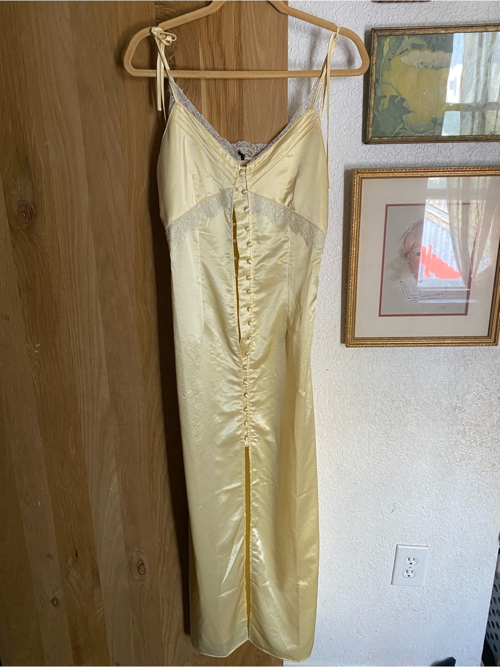 Women’s Satin Slip Dress in Pale Yellow